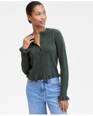 On 34th Ruffle-hem Cardigan - Gray