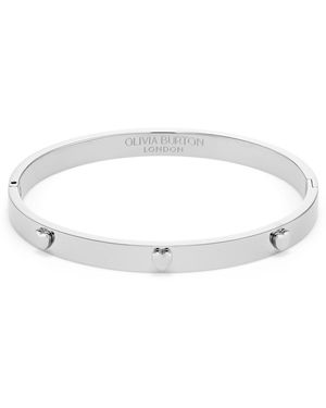 Olivia Burton Mini Heart Tone Stainless Steel Bangle Bracelet - White