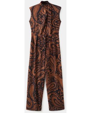 Mango Belt Paisley-print Jumpsuit - Brown