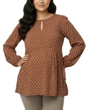 Motherhood Maternity Maternity Long Sleeve Empire Waist Keyhole Woven Blouse - Black
