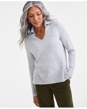 Style & Co. Luxsoft Johnny-collar Sweater - Gray