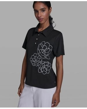 KARL LAGERFELD Short-sleeve Collared Blouse - Black