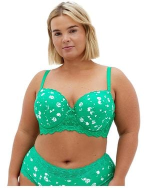 City Chic Plus Size Hailey Print Contour Bra - Green