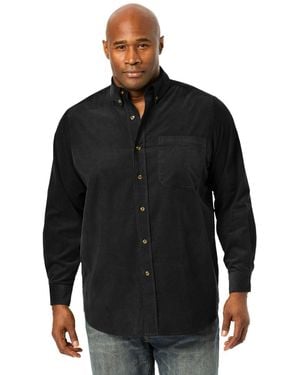 Kingsize Big & Tall Fine Wale Corduroy Shirt - Black
