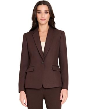 Tahari Herringbone Peak Lapel Blazer - Brown