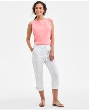 Style & Co. Petite D-ring Capri Pants - White