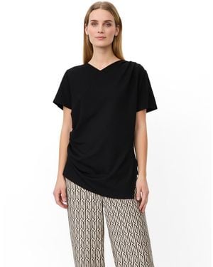 Masai Madorel V-neck Short-sleeve Draped T-shirt - Black