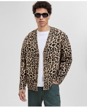 Mode Of One Leopard-print V-neck Cardigan - Multicolor