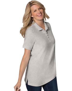 Woman Within Within Perfect Short-sleeve Polo Shirt - Gray