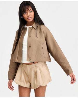 BarIII Cropped Bubble-hem Jacket - Natural
