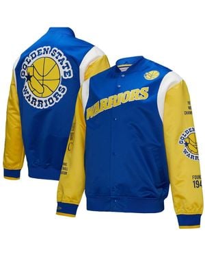 Mitchell & Ness And Golden State Warriors Vintage Team Origins Satin Full-snap Jacket - Blue