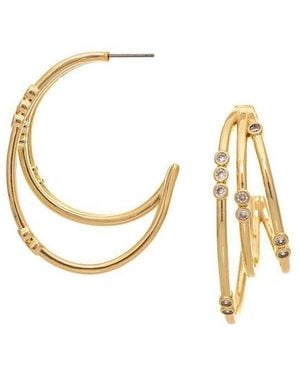 Rivka Friedman 18k Gold Plated Multi Hoop Earrings - Black