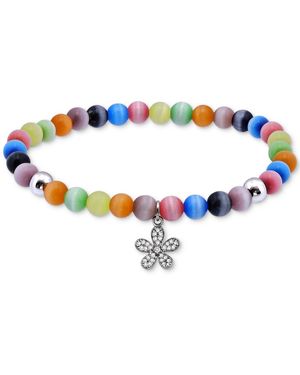 Giani Bernini Cubic Zirconia & Color Catseye Flower Dangle Stretch Bracelet - Blue