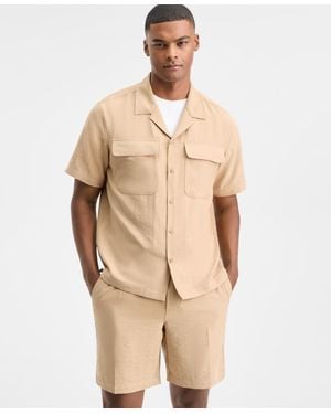 Alfani Short-sleeve Refined Owen Shirt - Natural