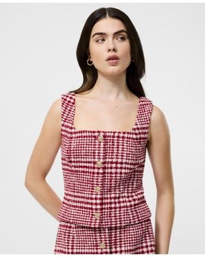French Connection Sqaure Neck Sleeveless Top - Red
