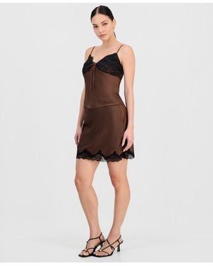 BarIII Lace-trim Satin Mini Skirt - Multicolor