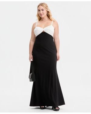City Studios Trendy Plus Size Ruched-bust Mermaid Gown - Black
