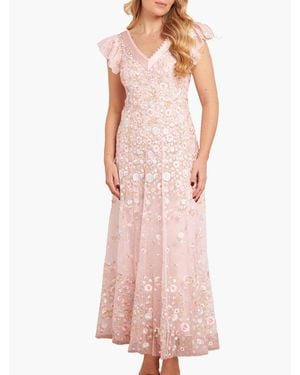 Needle & Thread Ethereal Blooms Short Sleeve Ankle Gown - Pink