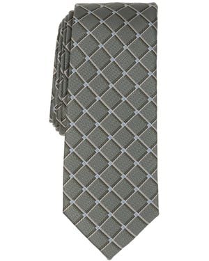 Alfani Banks Geometric Pattern Slim Tie - Gray