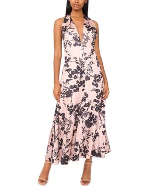 Parker Shadow Floral Nia Satin Midi Dress - Red