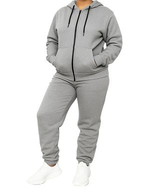 Blu Rock Loose Fit Full-zip Hoodie And jogger Sweatpants Matching - Gray