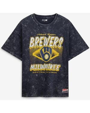 KTZ Milwaukee Brewers Mineral Wash Oversized T-shirt - Blue