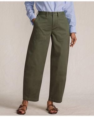 Lands' End Chino High Rise Barrel Leg Utility Ankle Pants - Green