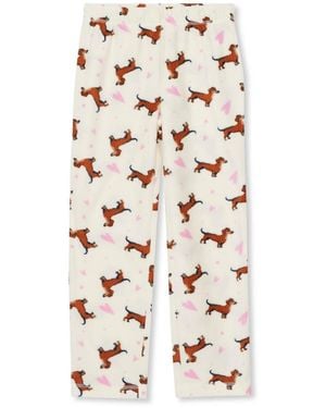 Lands' End Big Girls Basic Fleece Pajama Pants - White