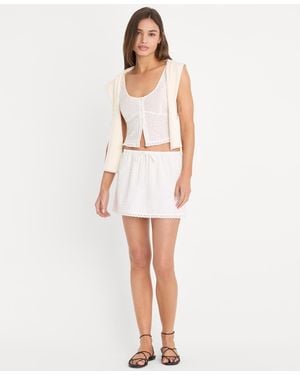 GOOD AMERICAN Eyelet Voile Pull-on Mini Skirt - White