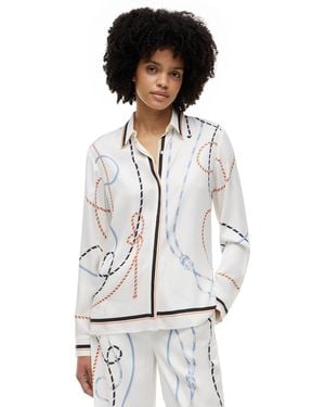 Tommy Hilfiger Printed Collared Button-front Shirt - White