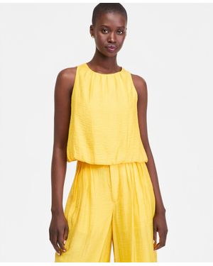 On 34th Gauze Cropped Bubble Tank Top - Yellow