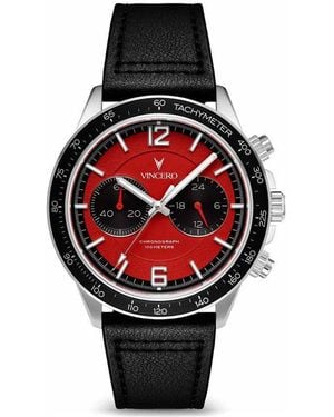 Vincero Apex 42mm Chronograph Watch – Red Dial - Black