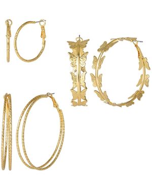 Jessica Simpson 3-piece -tone Hoop Earring Set - Metallic