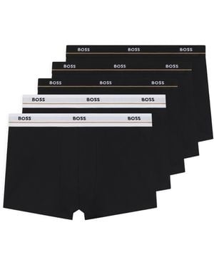 BOSS Essential Cotton Logo-waistband Trunks - Black