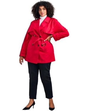 Avenue Plus Size Tia Trench Jacket - Red