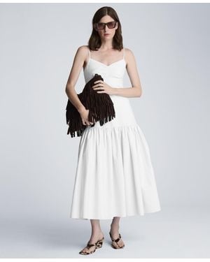 Kenneth Cole Sweetheart Neck Bubble Flounce Midi Dress - White
