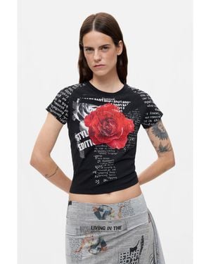 Desigual Printed T-shirt 100 Percentage Cotton - Gray