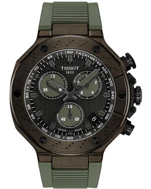 Tissot Swiss Chronograph T-race Rubber Strap Watch 45mm - Black