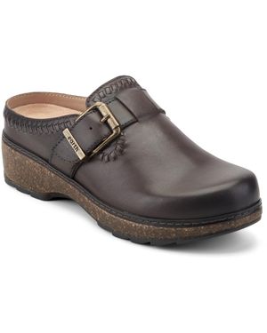 Earth Kay Stitched Round Toe Clogs - Brown