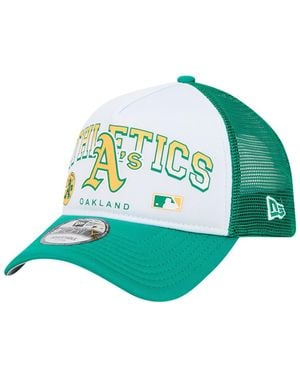 KTZ Oakland Athletics Retro Wordmark 9forty A-frame Trucker Adjustable Hat - Green
