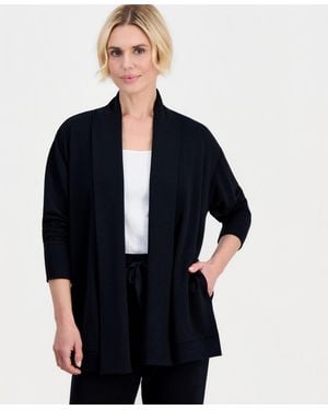 Style & Co. Petite Luxlounge French Terry Fleece Cardigan - Blue