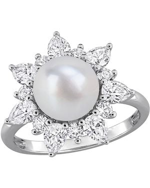 Macy's Cultured Freshwater Pearl And Created Sapphire (2 Ct. T.w. - Gray