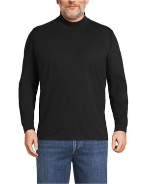 Lands' End Big & Tall Super-t Mock Turtleneck Tee - Black