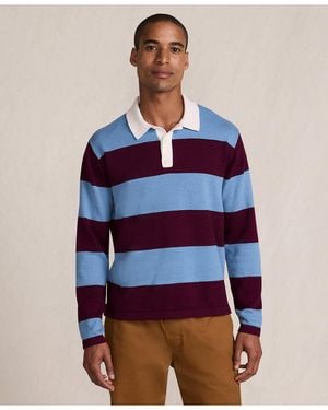 Lands' End Long Sleeve Cotton Rugby Sweater Polo - Blue