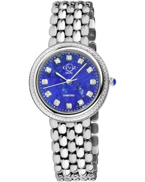Gevril Gv3 Arezzo Swiss Quartz Stainless Steel Bracelet Diamond Watch - Blue