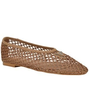 Guess Aylora Triangle Logo Woven Mesh Ballet Flats - Brown