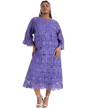 June + Vie June + Vie June + Vie Bell-sleeve Lace Midi Dress - Purple