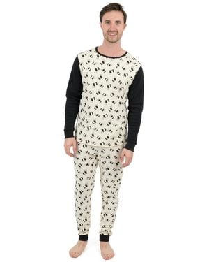 Leveret Matching Family Two-piece Cotton Long Sleeve Shirt And Pants Allover Print Pajamas - White