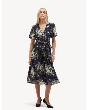 Hobbs Ira Embroidered V-neck Midi Dress - White