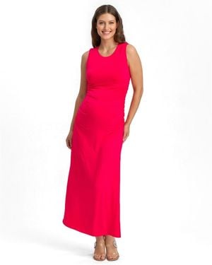 PIETRO BRUNELLI MATERNITY Blossom Sleeveless Maxi Side-ruched Dress - Pink